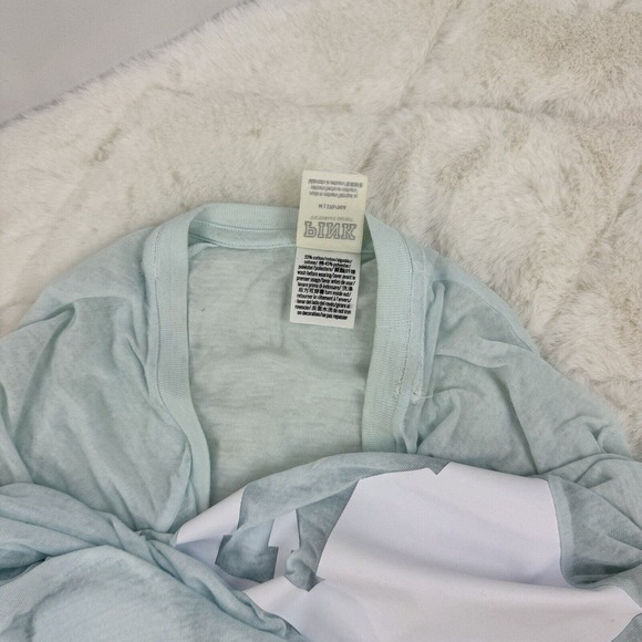 PINK by Victoria's Secrect Long Sleeve Women's Shirt Size M Seablue & White - Picture 8 of 9